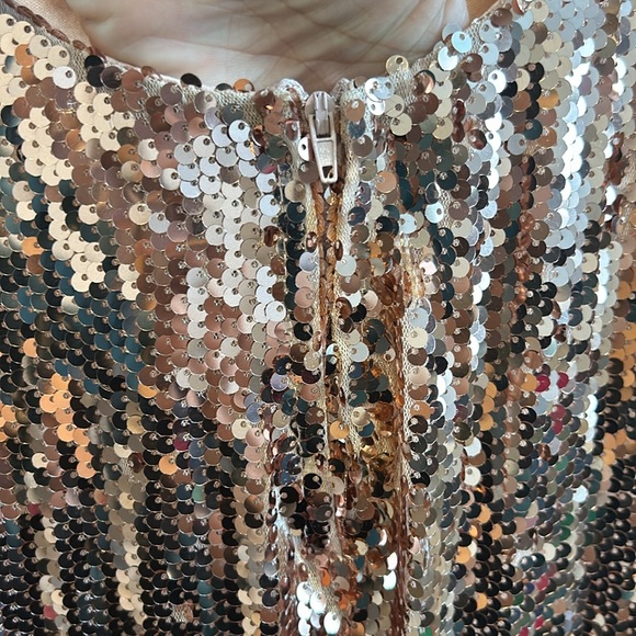 NWT Fashion Nova Practically Famous Sequin full length Dress - Rose Gold size XS - Picture 10 of 12